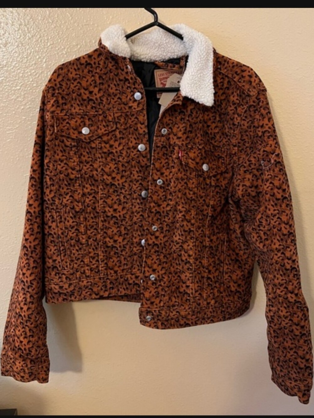 Levi's Original Sherpa Trucker Jacket in Leopard Print Size XS - Picture 2 of 6